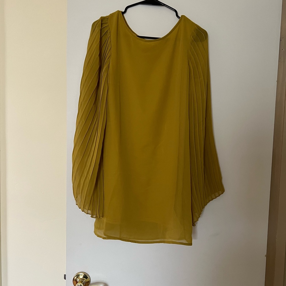 Lush Mustard Pleated Mini Dress